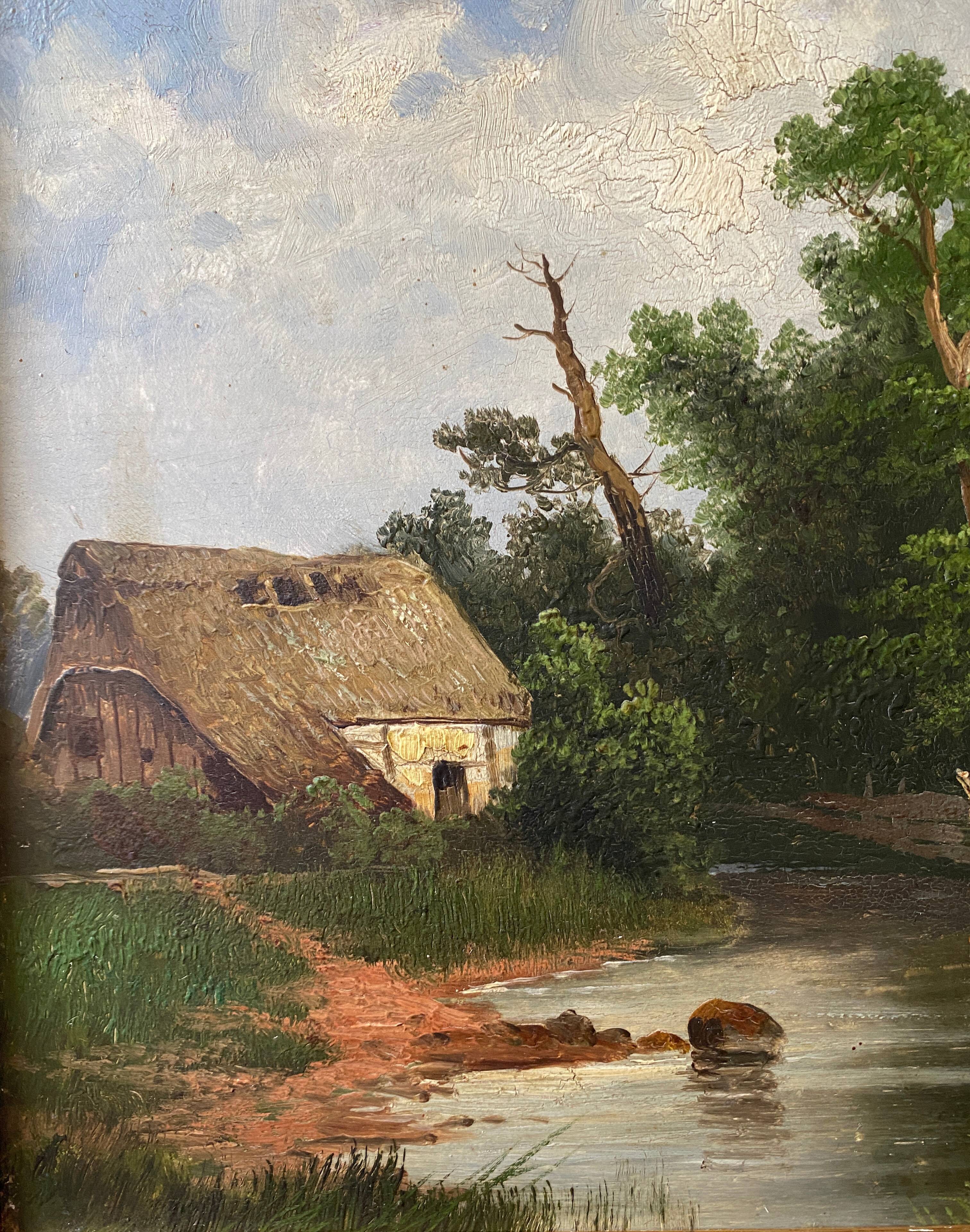 Tableau j. sander alias johann jungblut (1860-1912) paysage animé