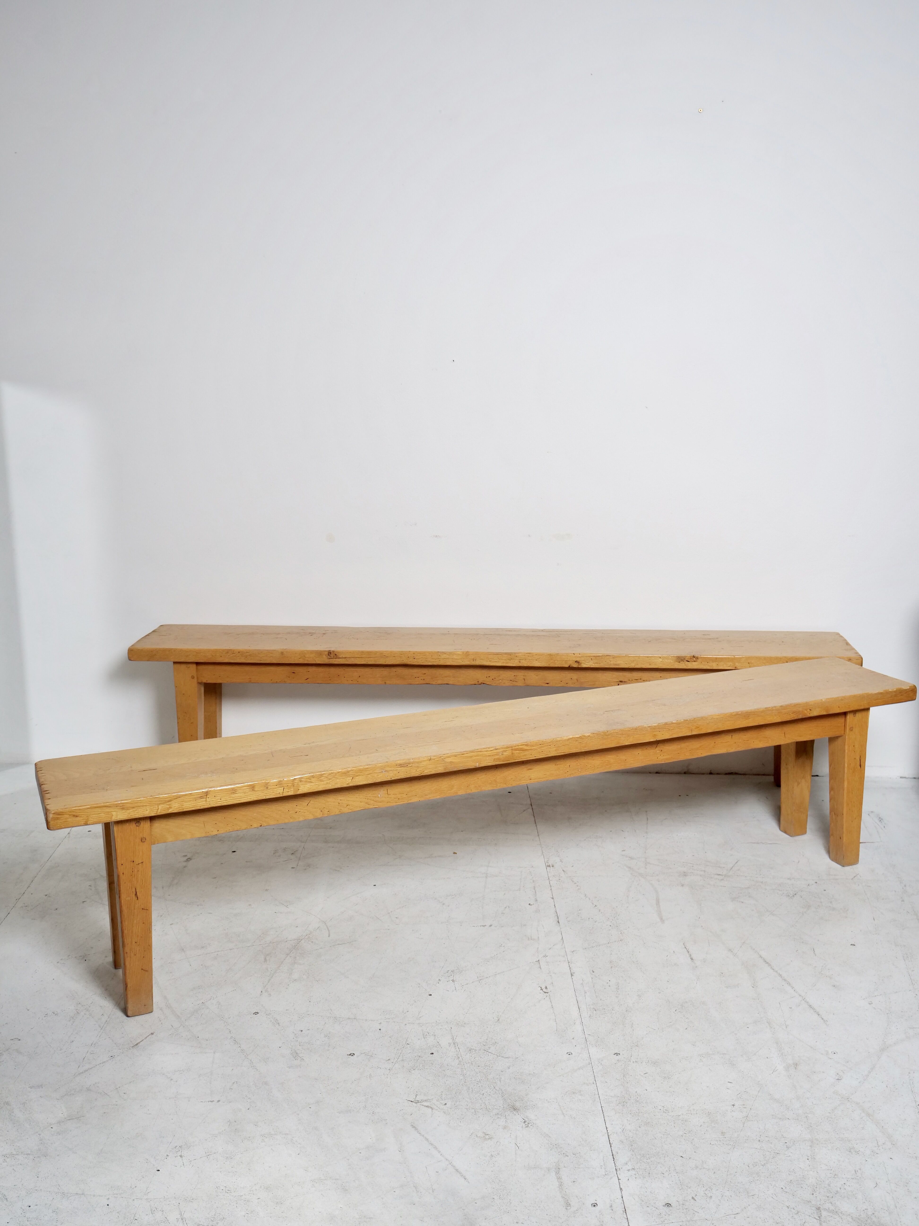 Pair of light oak benches