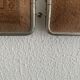 Vintage 1900 triptych mirror, old pink nickel-plated metal - 31 x 76 cm