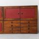 Scandinavian sideboard in dark red wood and leather, 1960s vintage modernism