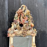 Carved wooden mirror, gilded and polychromed, Venice circa 1880
