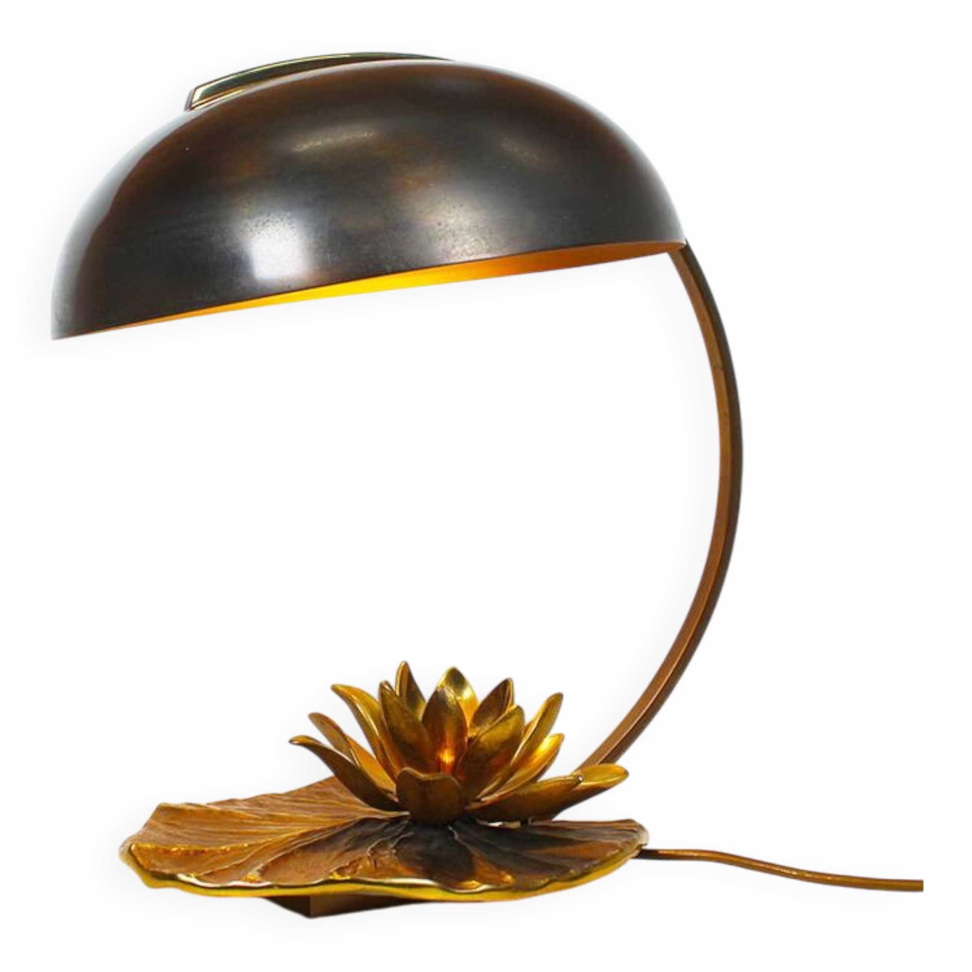 Stunning solid bronze 'Lily' table lamp signed by Maison Charles