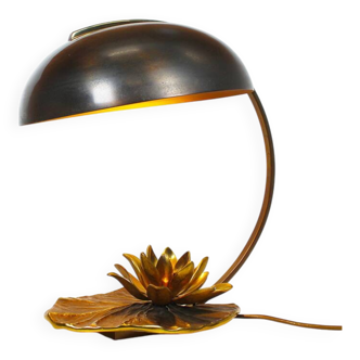 Stunning solid bronze 'Lily' table lamp signed by Maison Charles