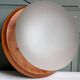 Mushroom lamp in solid pine and opal glass, circa 1980.