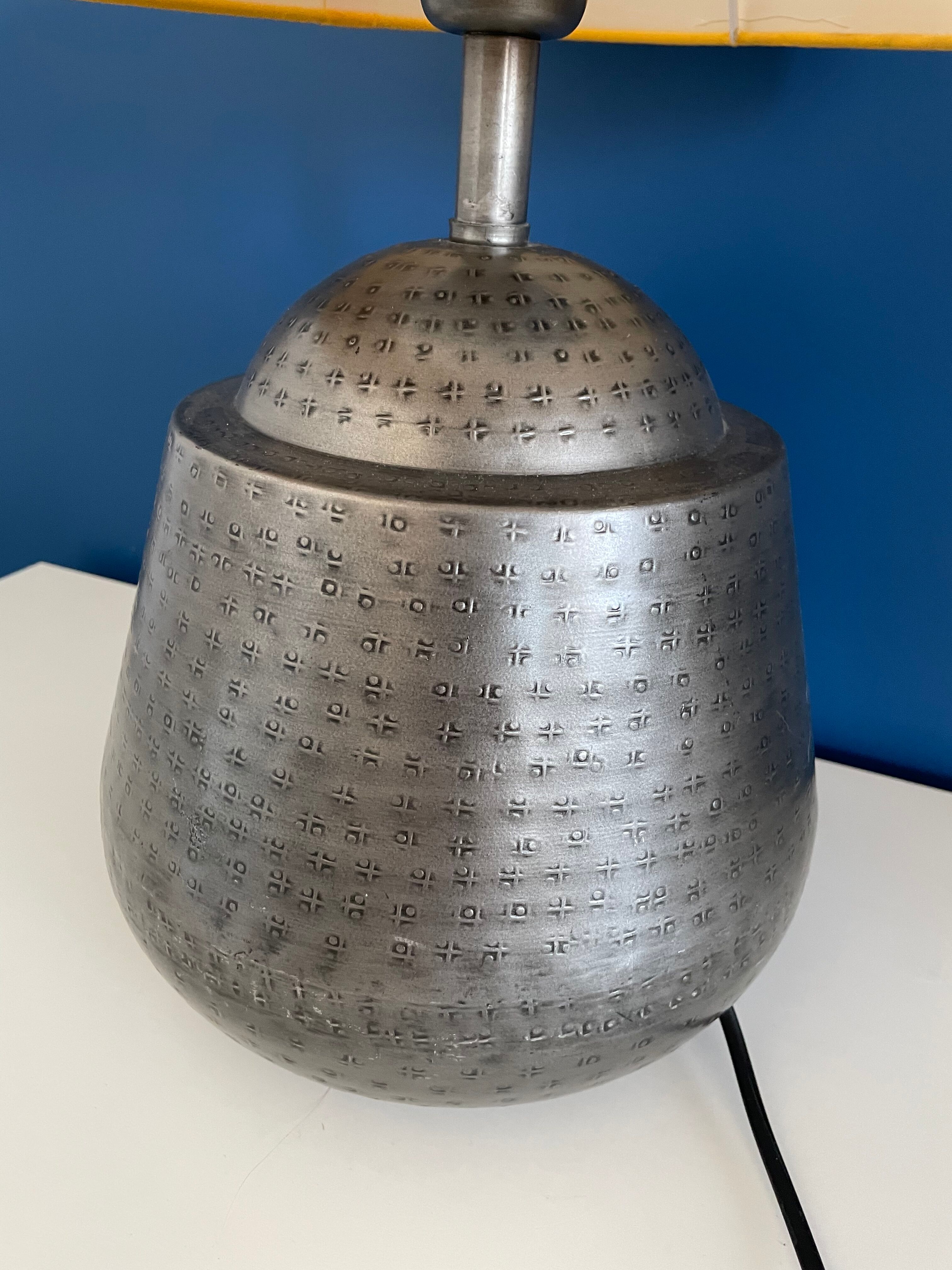 Metallic and yellow lamp