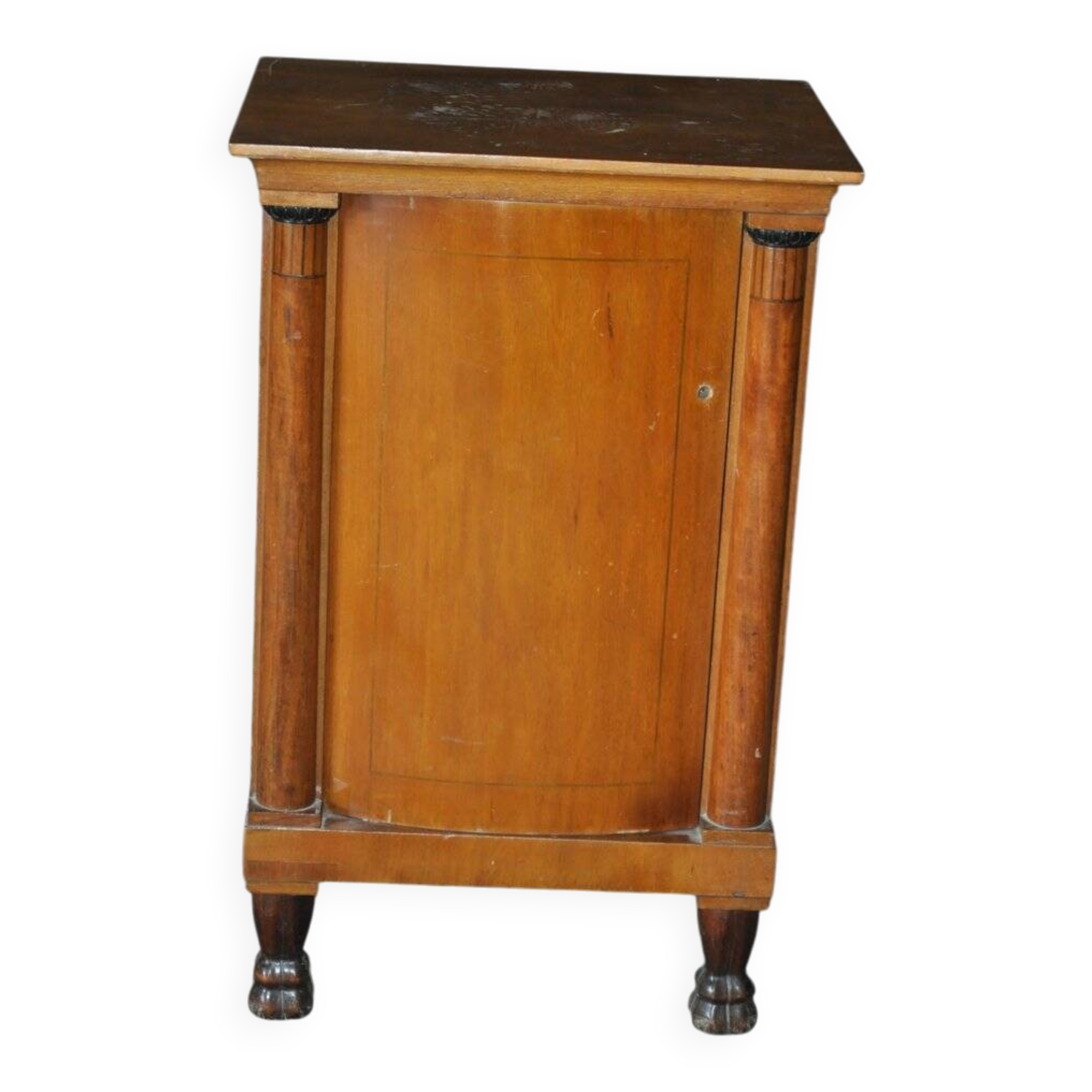Table de chevet Biedermeier en noyer marron, meuble antique hongrois XIXe siècle