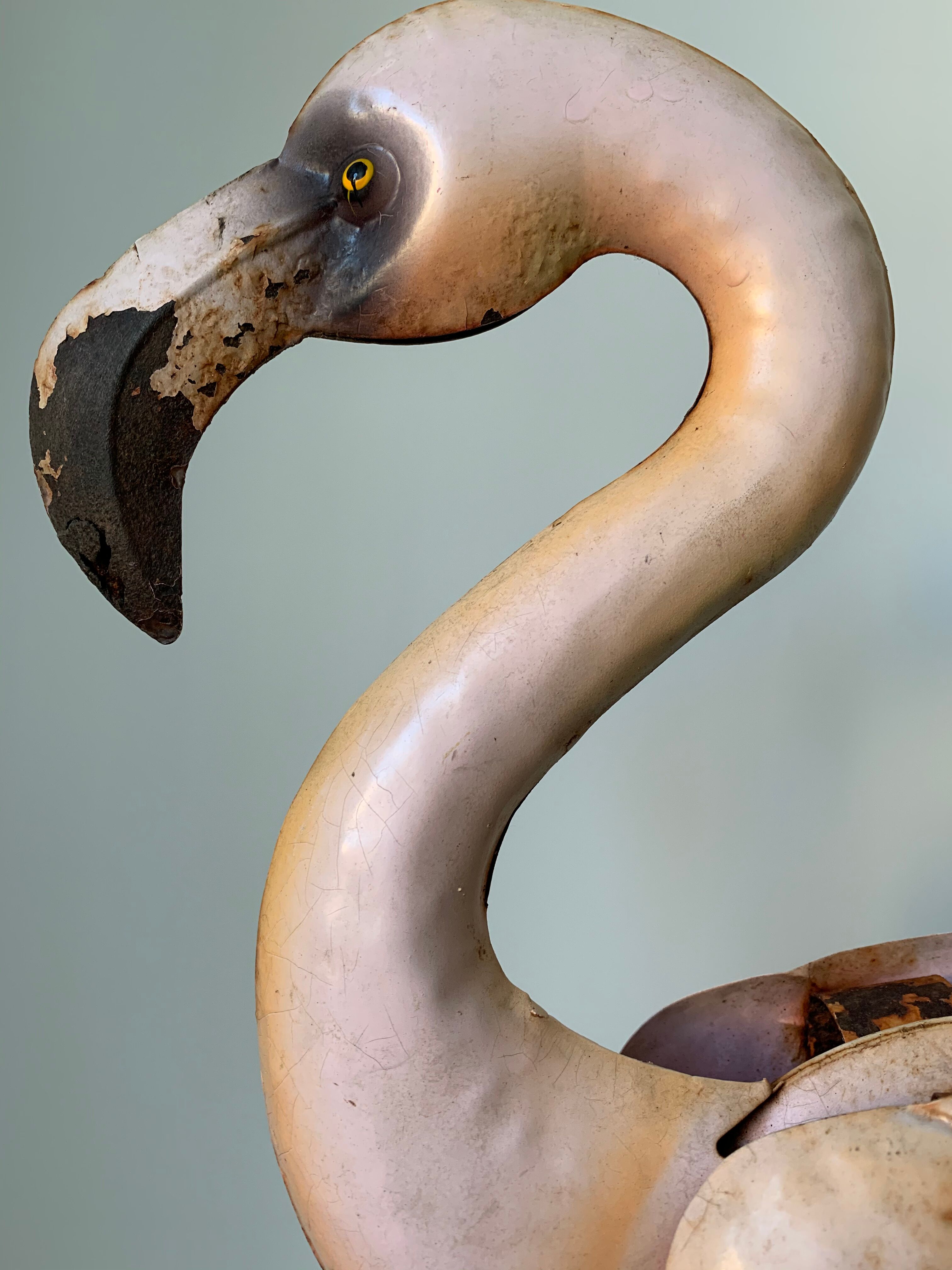 Old decorative pink flame in painted metal