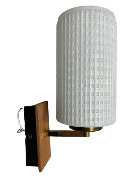 Pair of wood and glass wall sconces