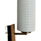 Pair of wood and glass wall sconces