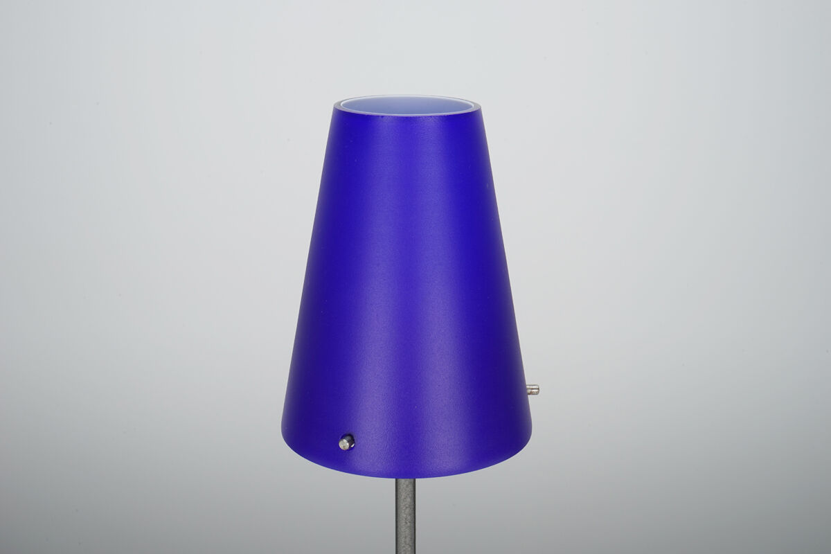 Pair of postmodern lamps in glass and metal circa 1980