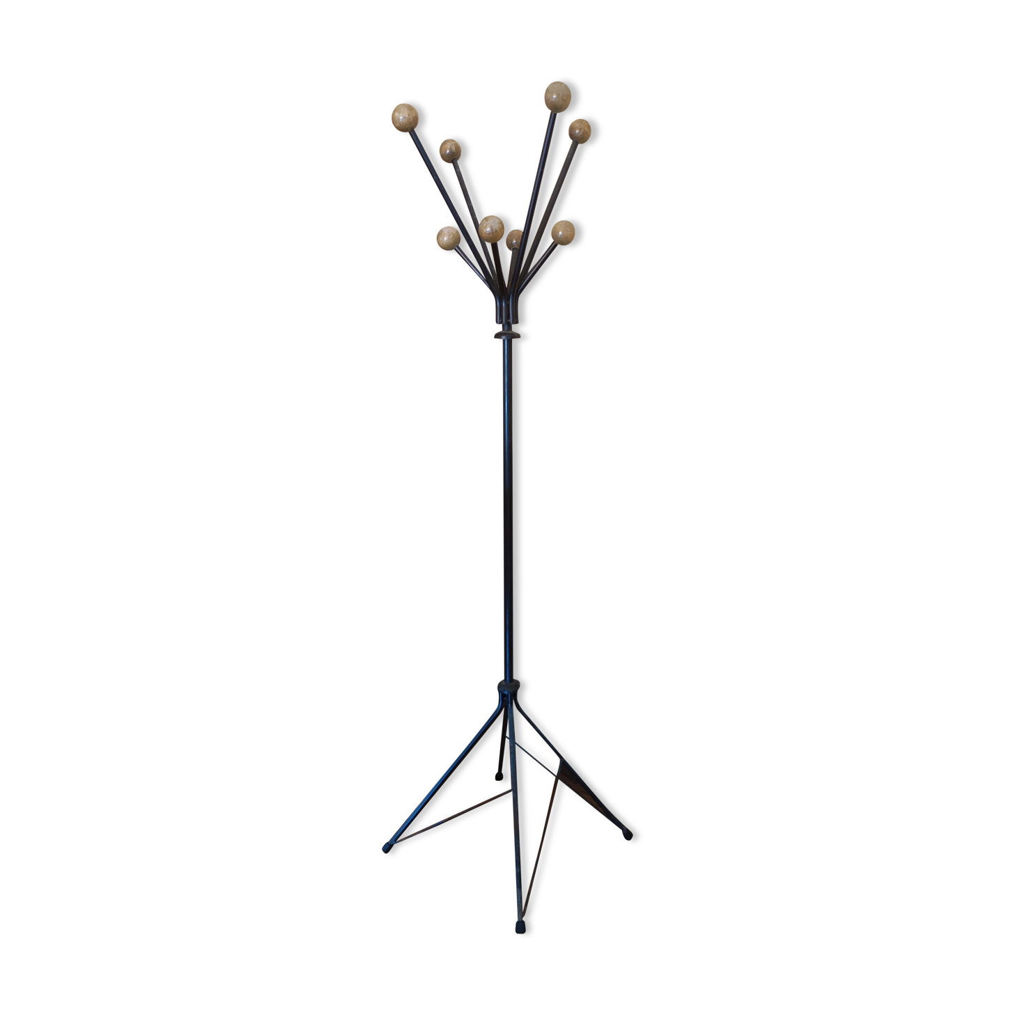 Vintage metal and wood coat rack