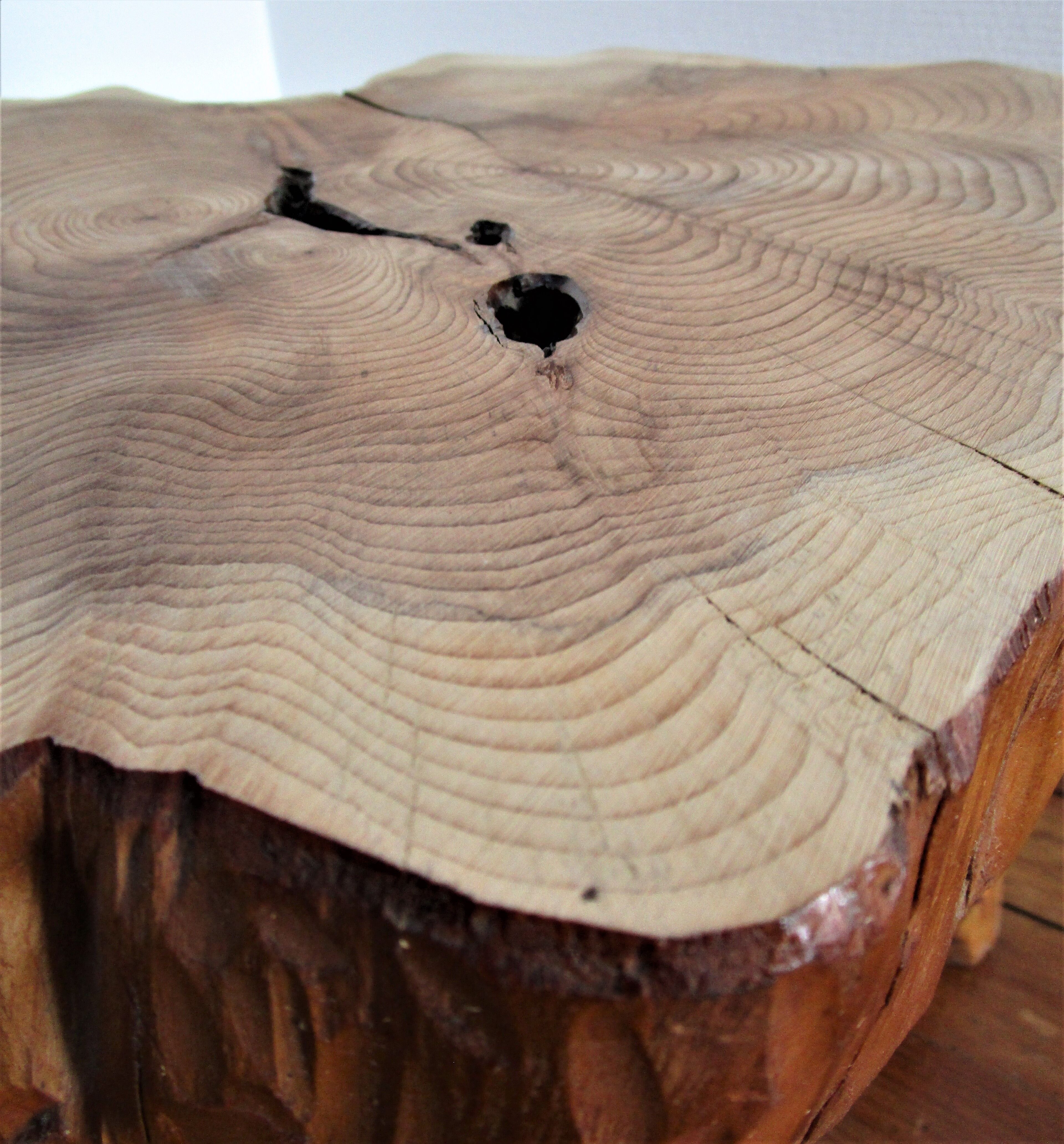 Coffee table solid wood tripod vintage folk art