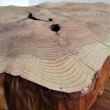 Coffee table solid wood tripod vintage folk art