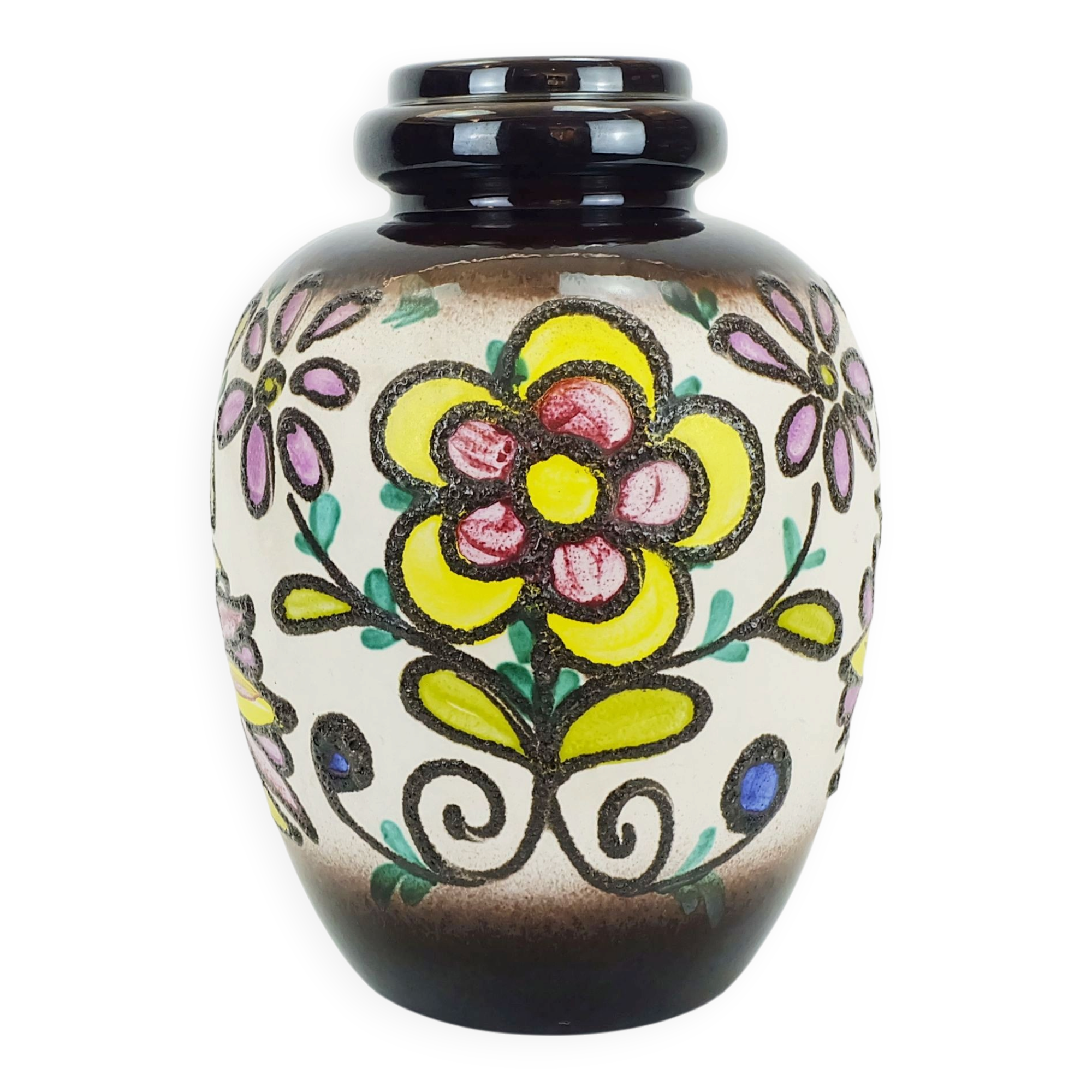 huge scheurich  FLOORVASE colorful fat lava flower decor model 286-42