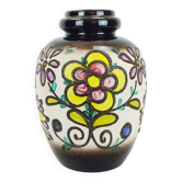 Vase de sol Scheurich coloré décor floral en fat lava modèle 286-42