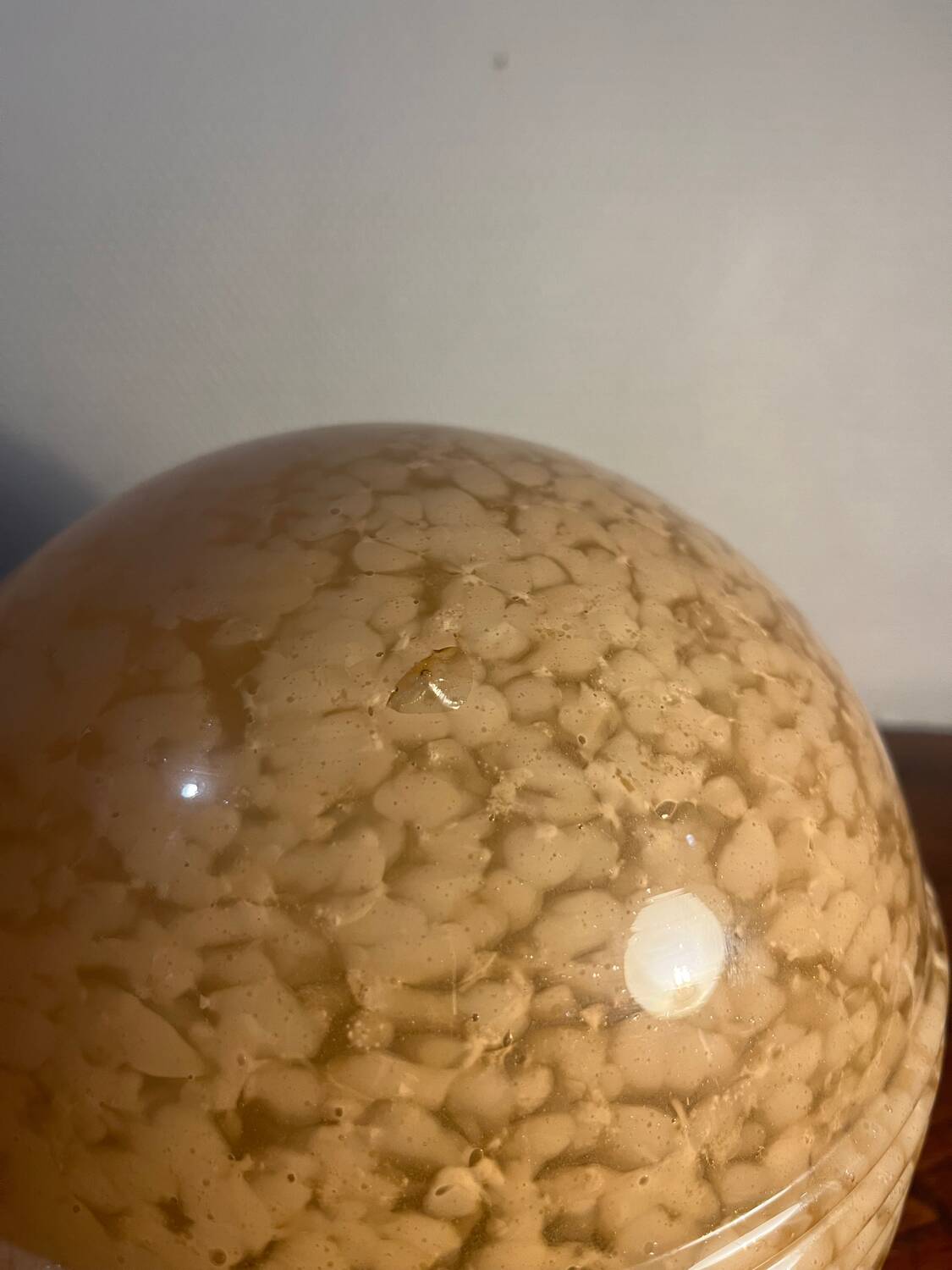 Clichy glass globe table lamp with aluminum base