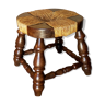 Regional vintage wooden bottom stool with mulched top