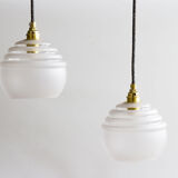 Pair of frosted glass hand lamps