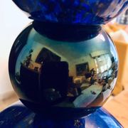 Vintage blue and gold blown glass lamp from the 80s/90s