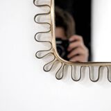 Brass wall mirror, Italy, 1950s