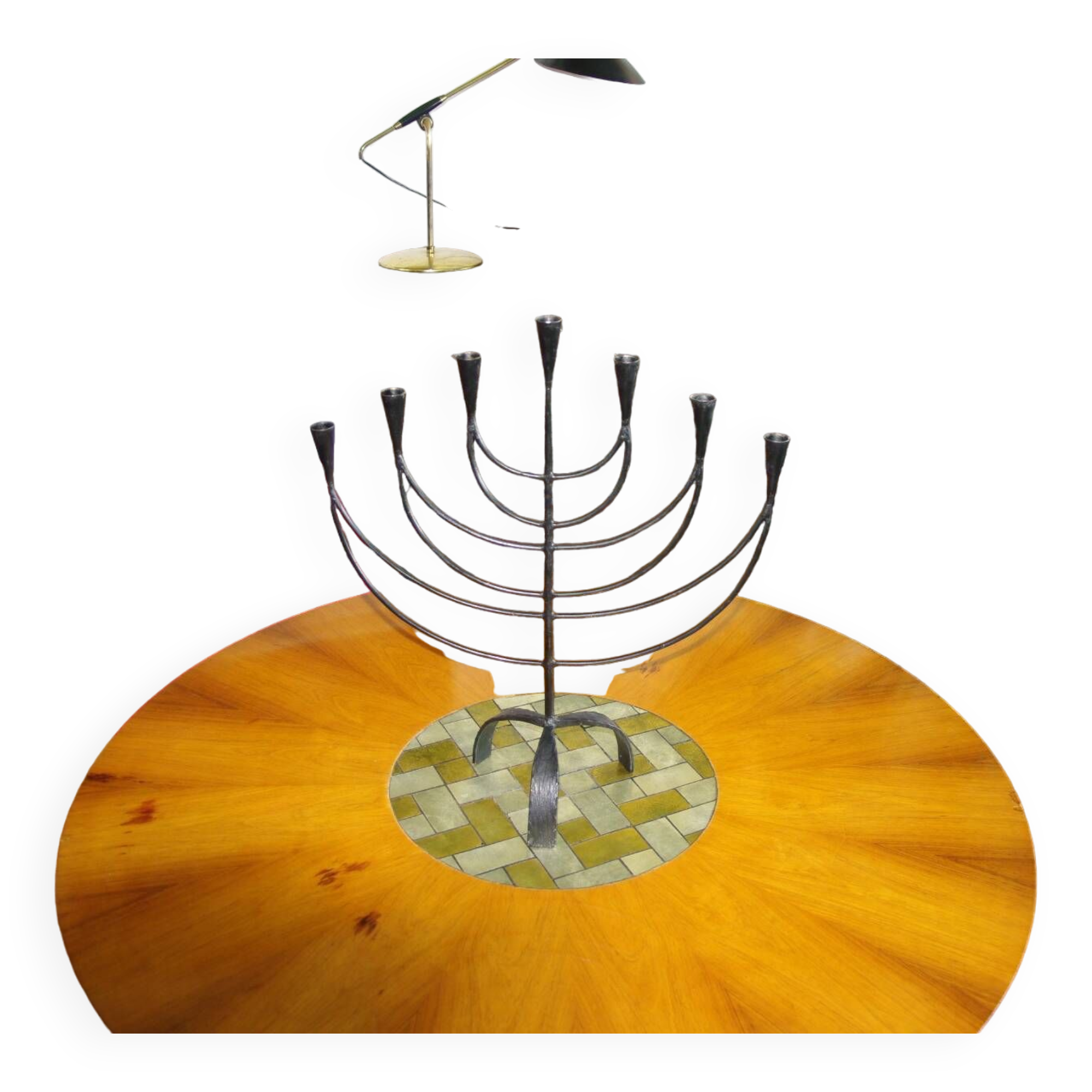 Wrought and beated iron menorah sweden 1950