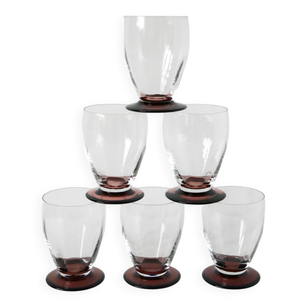 Lot de 6 verres à vin à pieds Violets, 1960