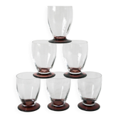 Set of 6 purple stemmed wine glasses, 1960