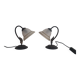 Pair of lamps in iron and satin glass – Florentine style / Art Nouveau