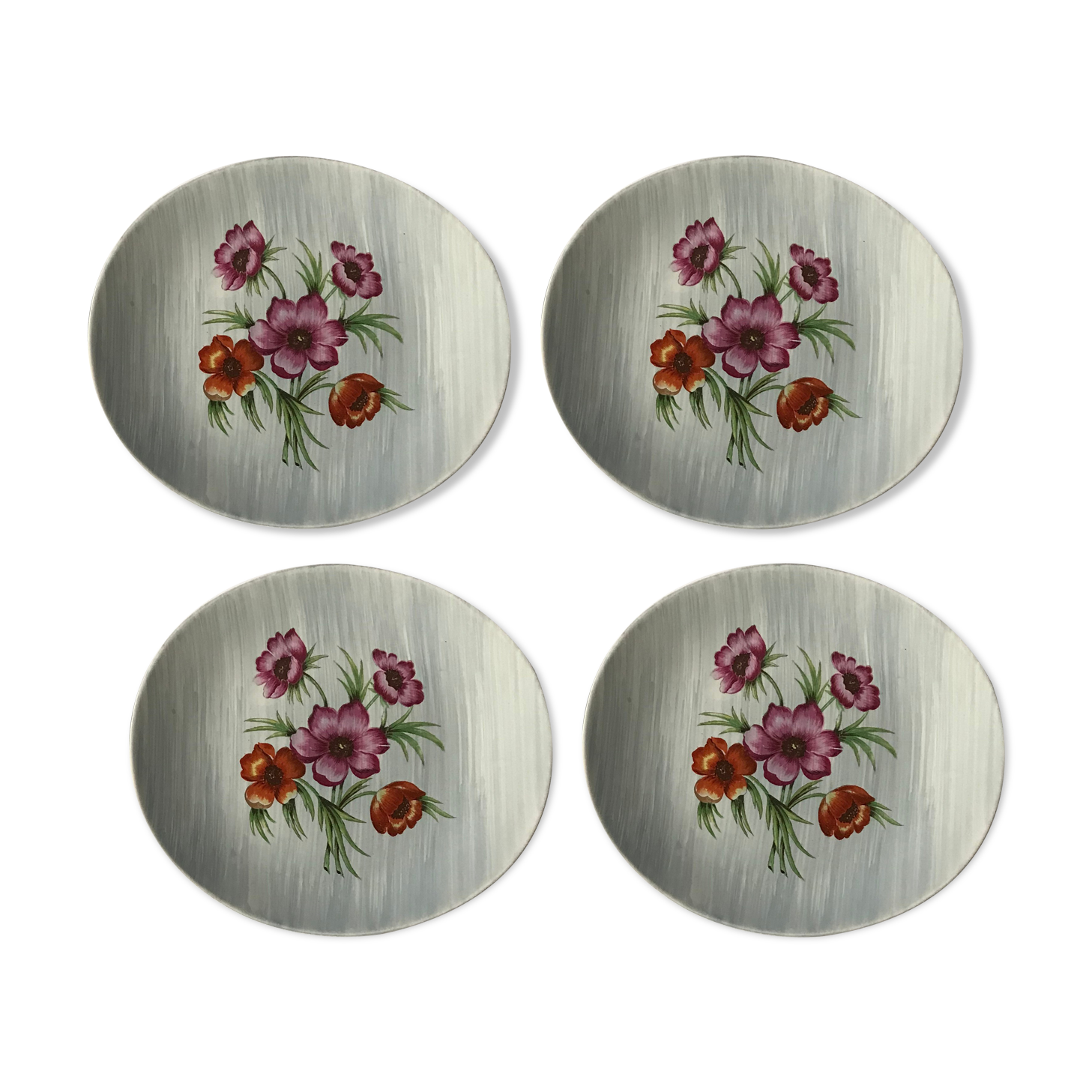 Set of 4 ceramic flower plates