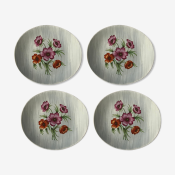 Set of 4 ceramic flower plates