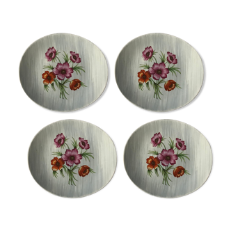 Set of 4 ceramic flower plates
