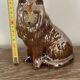 Vintage brown handmade ceramic Collie dog figurine decoration.