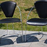 4 chrome and leather chairs designed by Italy