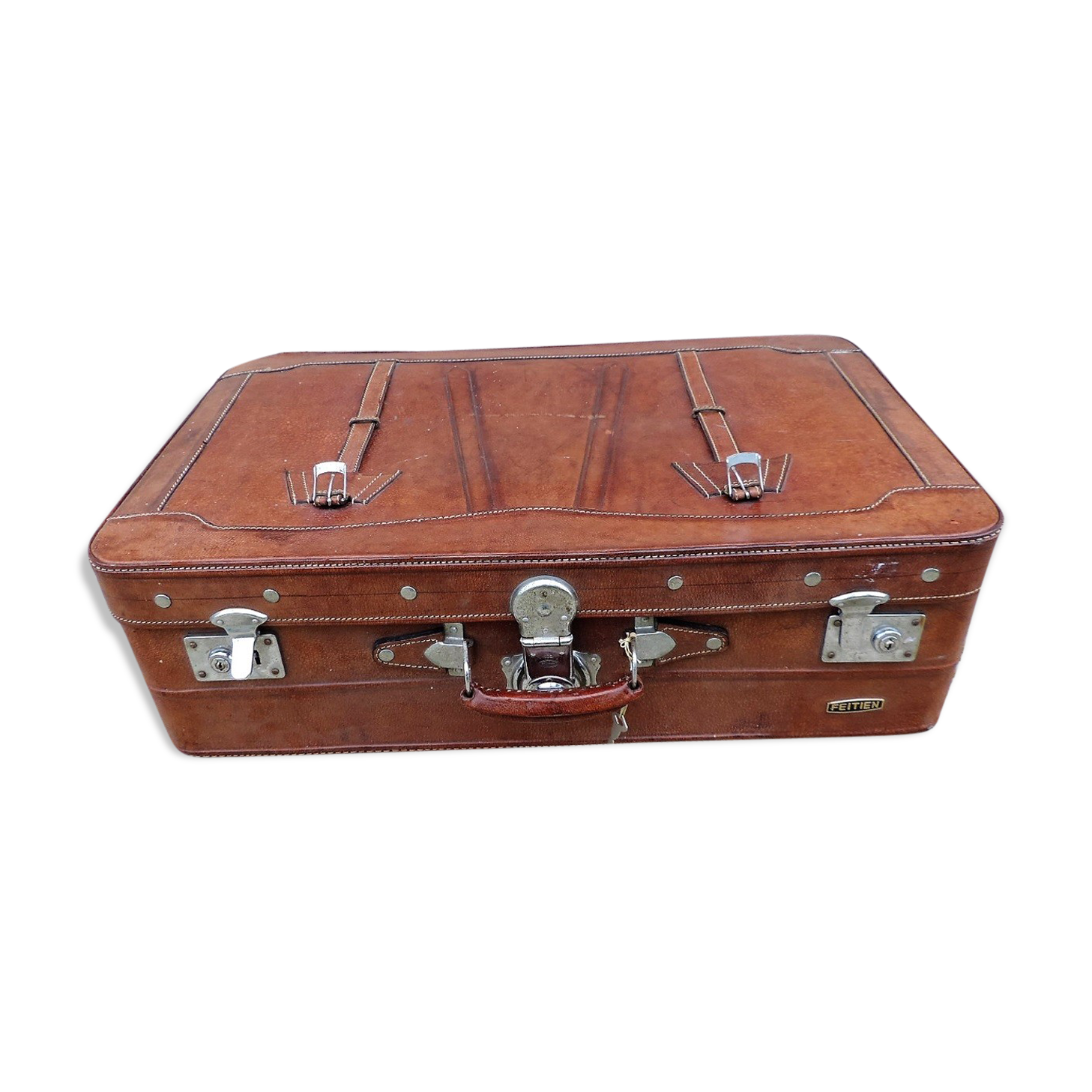 Valise  ancienne en cuir Feiten