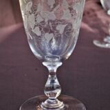 Set 11 Port Glasses White Wine Art Nouveau Crystal engraved Liseron