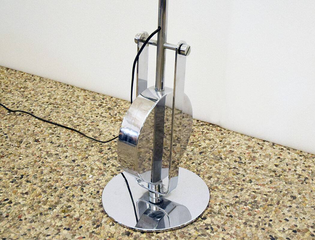 Paolo Tilche tilting floor lamp in chrome metal, 1970s