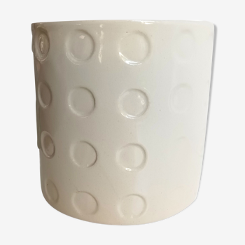Pot cache-pot céramique en relief couleur crème