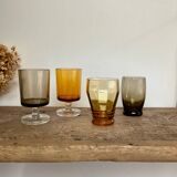 8 small, mismatched vintage glasses