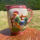 French earthenware rooster slip carafe / pitcher