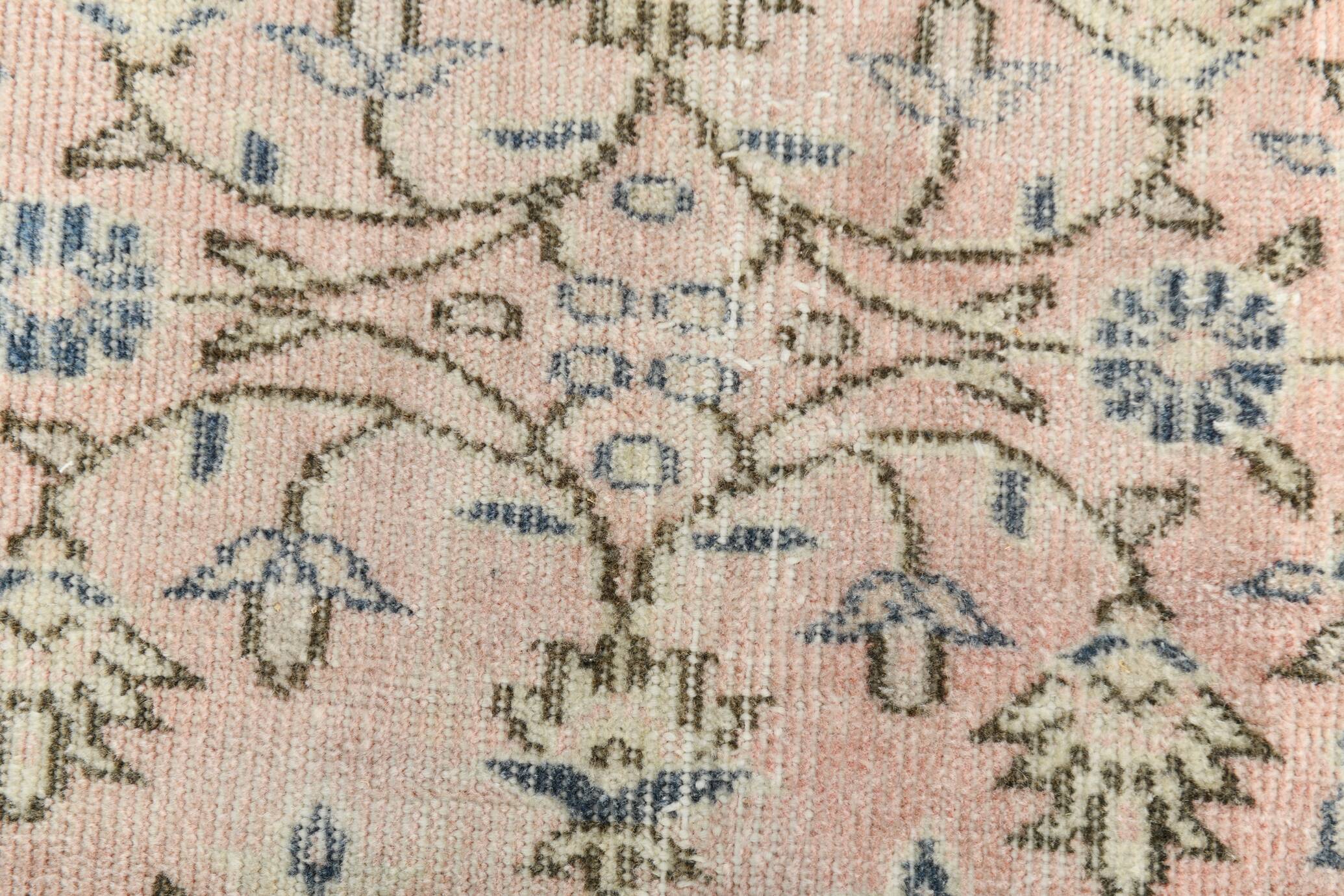 Light Pink & Blue Floral Turkish Vintage Rug, 155x248Cm