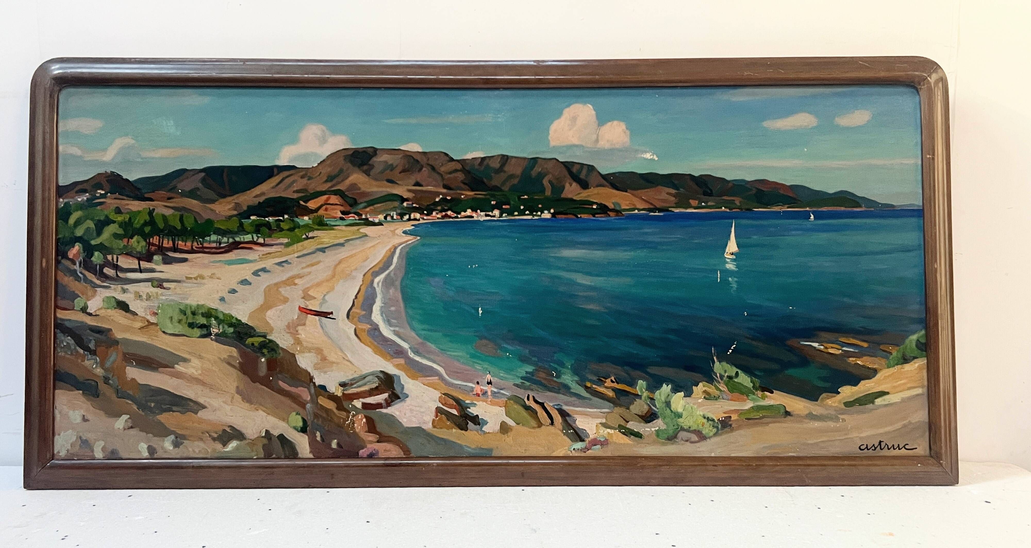 "View of the AGUAY Bay" Oil on canvas by Edmond ASTRUC 20th century