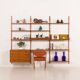 Danish teak wall unit in the style of Cadovius, Sorensen with a lamp, 1970s