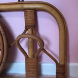 Rattan coat rack and vintage mirror