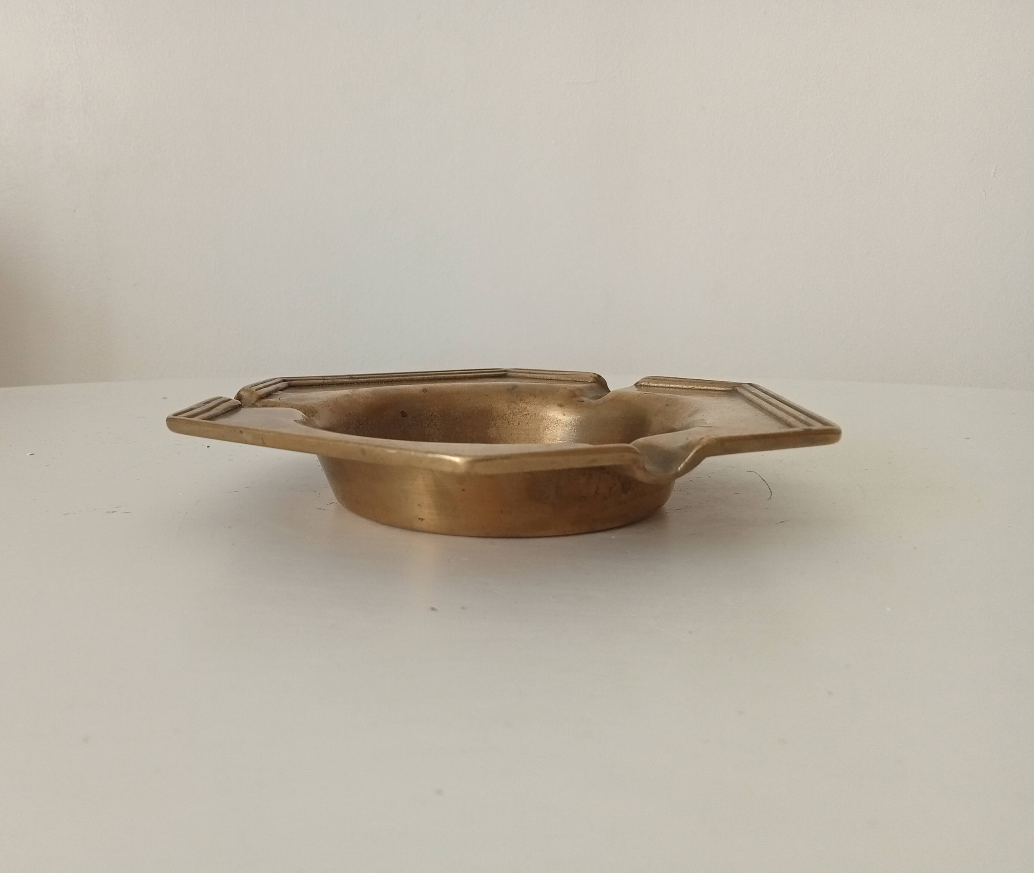 Antique ashtray in solid gilded brass