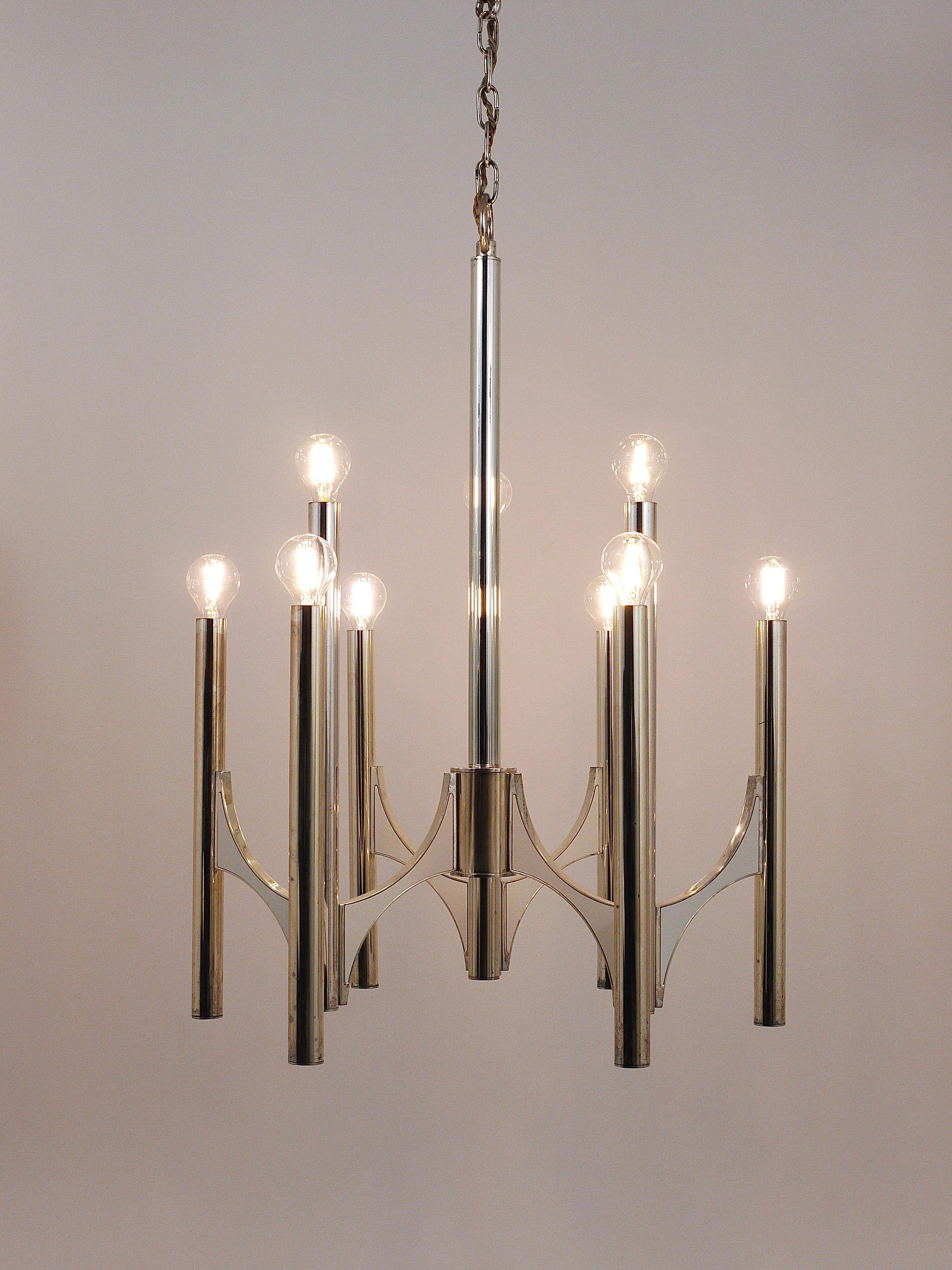 Mid-Century Lustre Gaetano Sciolari Sirius Silvered, Lightolier, Italy