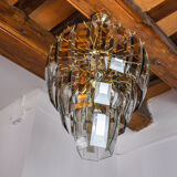 Black Veca chandelier 3 levels, Murano glass, Italy, 1970