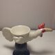 Set of 2 original porcelain shells in the shape of a bird