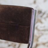 5 tubular chairs in suede and chrome by Roche Bobois, 1970.