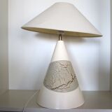 François chatain conical ceramic lamp with asymmetrical pattern brown and cream 1980
