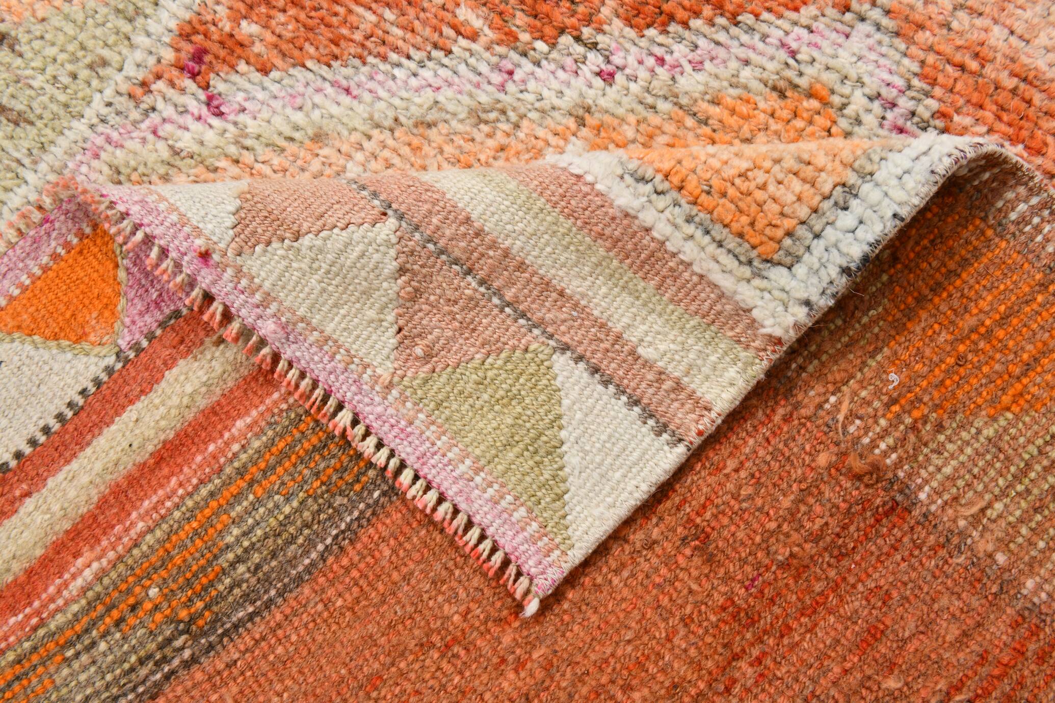 3x10 Orange & Beige Persian Vintage Runner Rug, 94x317Cm SK 22040
